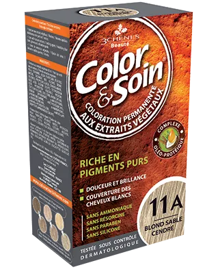 Стойкая краска для волос Color & Soin, закрашивает 100% седины, 135 мл, оттенок 11A