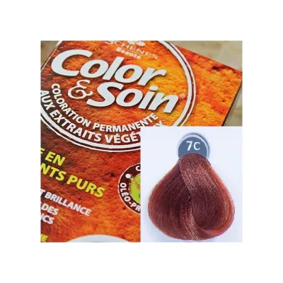 Стойкая краска для волос Color & Soin, закрашивает 100% седины, 135 мл, оттенок 7C