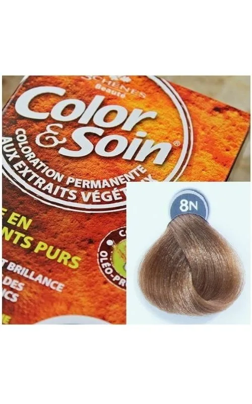 Стойкая краска для волос Color & Soin, закрашивает 100% седины, 135 мл, оттенок 8N