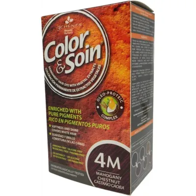 Стойкая краска для волос Color & Soin, закрашивает 100% седины, 135 мл, оттенок 4M