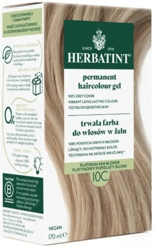 Стойкая краска для волос Herbatint, оттенок 10C, 170 мл