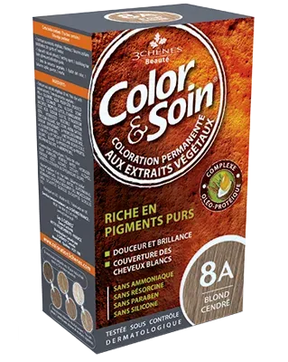 Стойкая краска для волос Color & Soin, закрашивает 100% седины, оттенок 8A