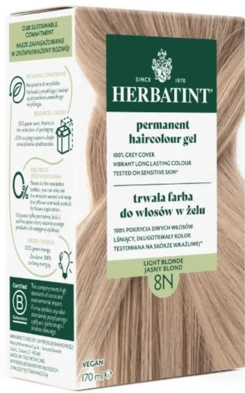 Стойкая краска для волос Herbatint, 150 мл, оттенок 8N