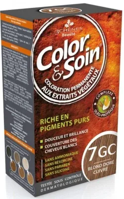 Безаммиачная краска для волос Color & Soin, стойкая, оттенок 7GC