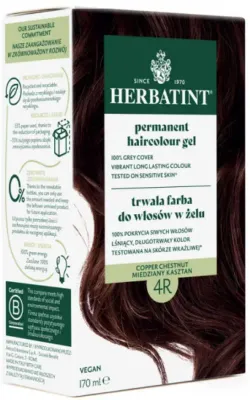 Стойкая краска для волос Herbatint, оттенок 4R, 170 мл