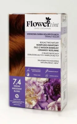 Стойкая краска для волос FlowerTint, кремовая, оттенок 7.4