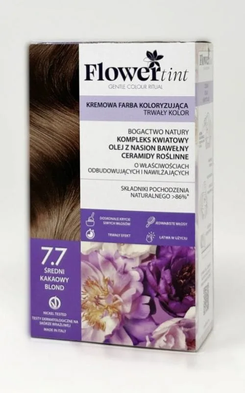 Стойкая краска для волос FlowerTint, кремовая, оттенок 7.7