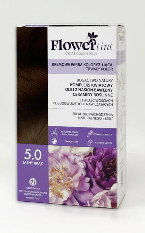 Стойкая краска для волос FlowerTint, кремовая, оттенок 5.0
