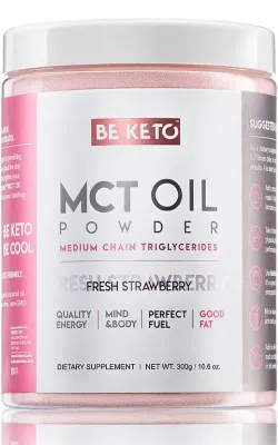 Масло MCT в порошке BeKeto, вкус клубники, 300 г
