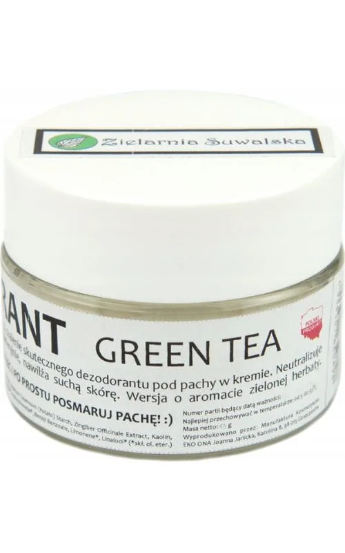 Крем-дезодорант Zielarnia Suwalska Green Tea, антибактериальный, зелёный чай, 45 г
