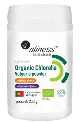 Хлорелла Aliness Organic Chlorella Vulgaris, органическая, порошок, 200 г