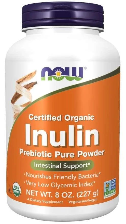 Инулин в порошке NOW Foods Inulin Organic, пребиотик, 227 г