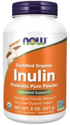 Инулин в порошке NOW Foods Inulin Organic, пребиотик, 227 г