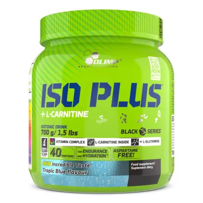 Изотоник в порошке Olimp Iso Plus Powder, углеводы и электролиты, вкус Tropic Blue, 700 г