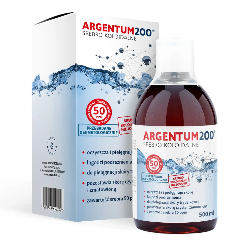 Тоник для лица Aura Herbals Argentum 200 с коллоидным серебром 50 ppm, успокаивающий, 500 мл