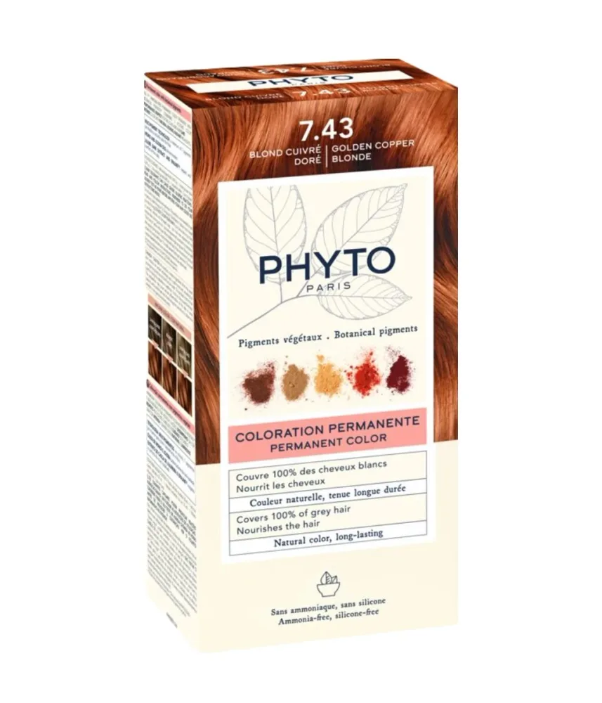 Стойкая краска для волос Phyto Phytocolor, с растительными пигментами, оттенок 7.43