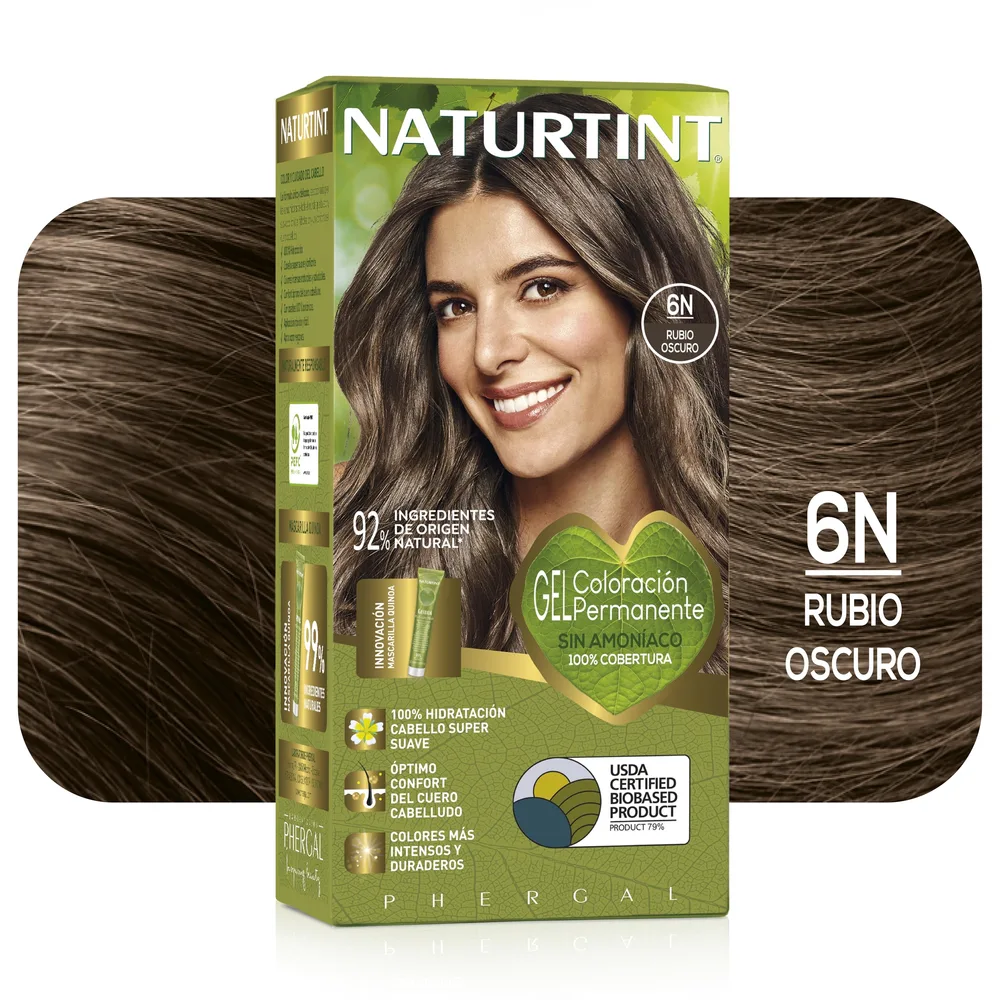 Безаммиачная краска для волос Naturtint, стойкая, гелевая, 170 мл, оттенок 6N