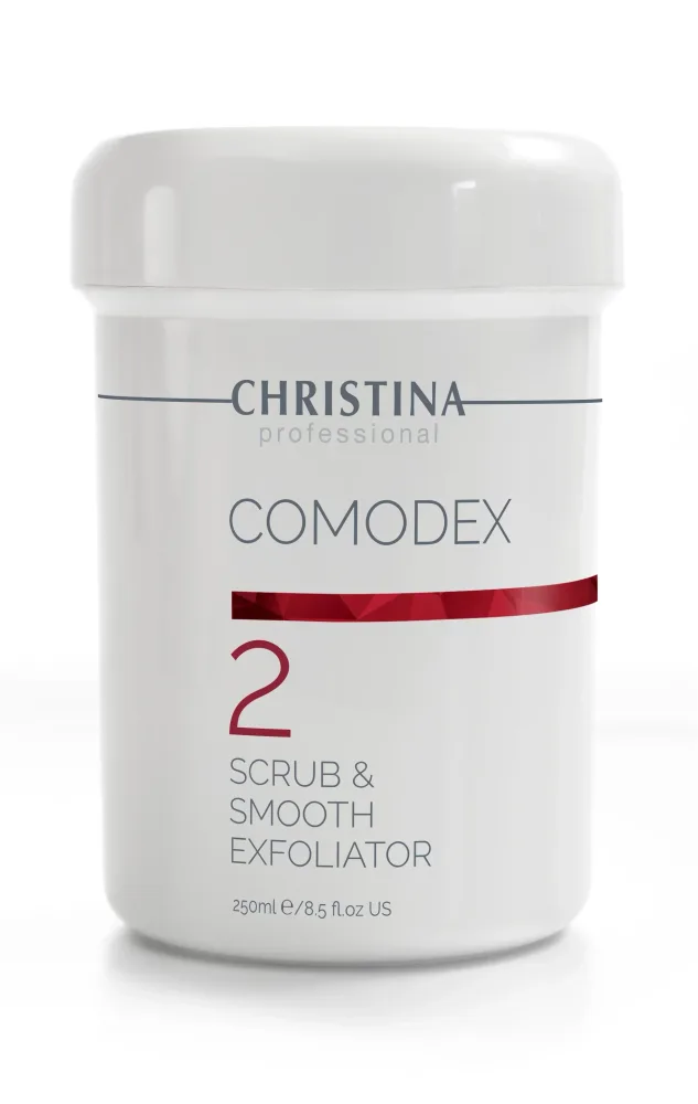 Скраб для лица Christina Comodex Scrub & Smooth Exfoliator шаг 2, очищает поры, для жирной кожи, профессиональный