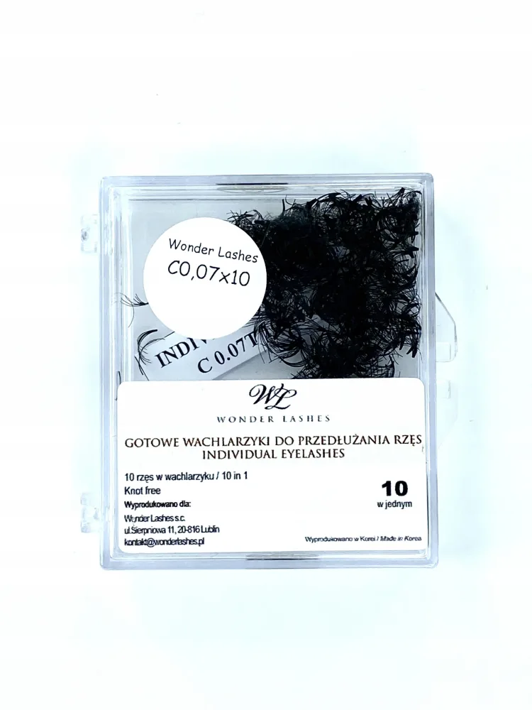 Пучки ресниц Wonder Lashes Volume 10D, для наращивания, шёлковые, оттенок C 0,07 DŁ.10