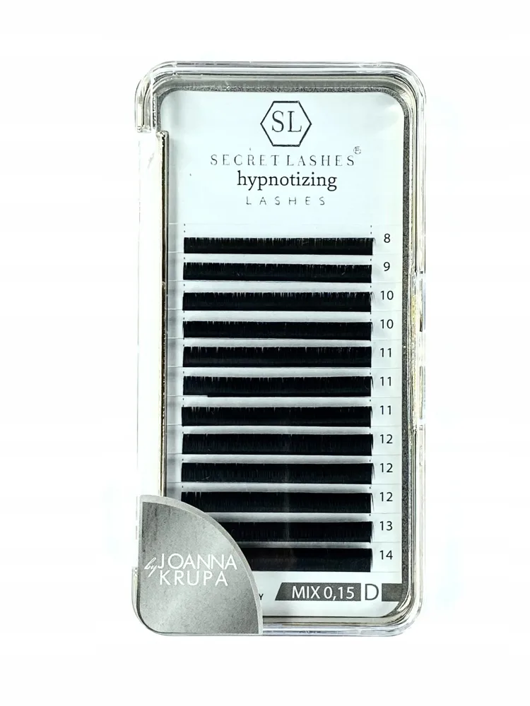 Ресницы для наращивания Secret Lashes Hypnotizing, мягкие, натуральный чёрный, микс длин, оттенок D 0,15 Mix Rozmiarów 7-14