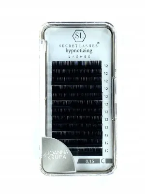 Ресницы для наращивания Secret Lashes Hypnotizing, мягкие, натуральный чёрный, микс длин, оттенок C 0,15 DŁ.12