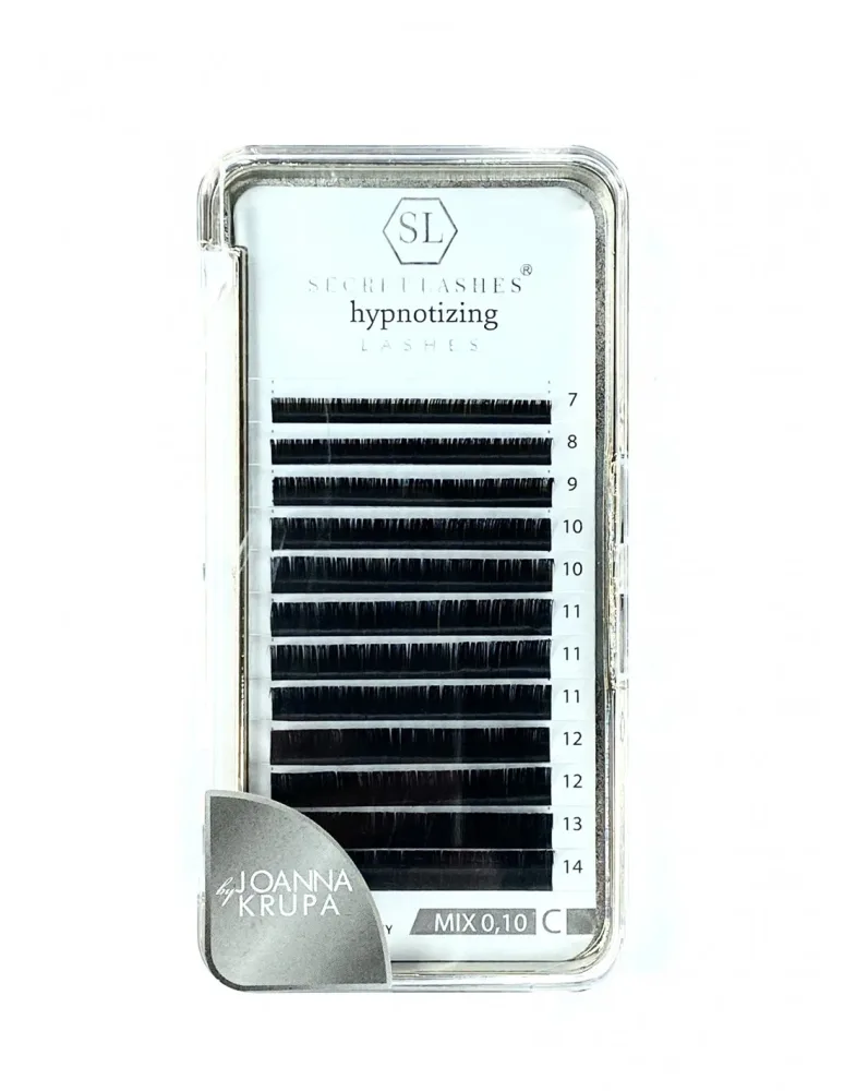 Ресницы для наращивания Secret Lashes Hypnotizing, мягкие, натуральный чёрный, микс длин, оттенок C 0,10 Mix Rozmiarów 7-14