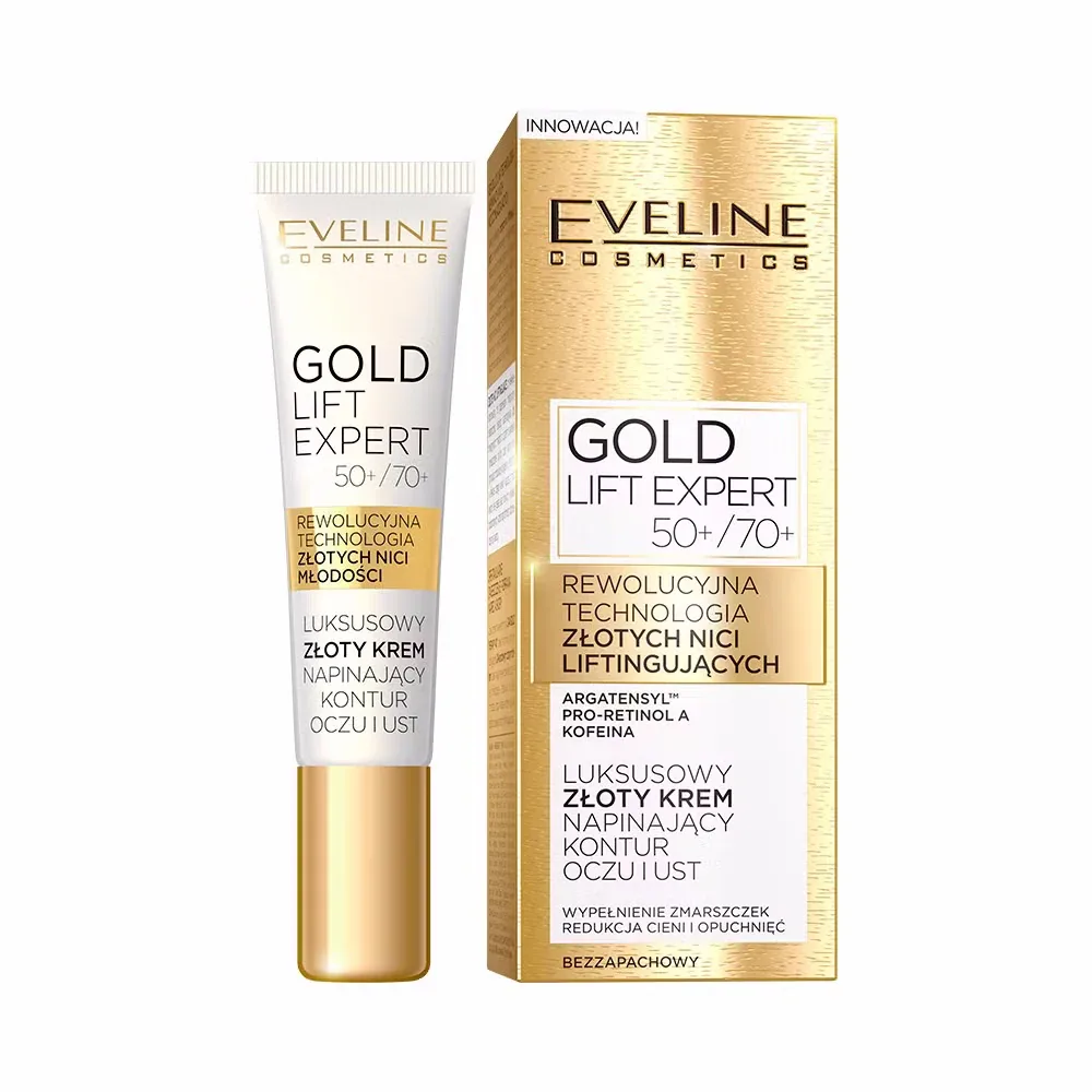 Крем для кожи вокруг глаз и губ Eveline Gold Lift Expert подтягивающий, для зрелой кожи 50+, 15 мл