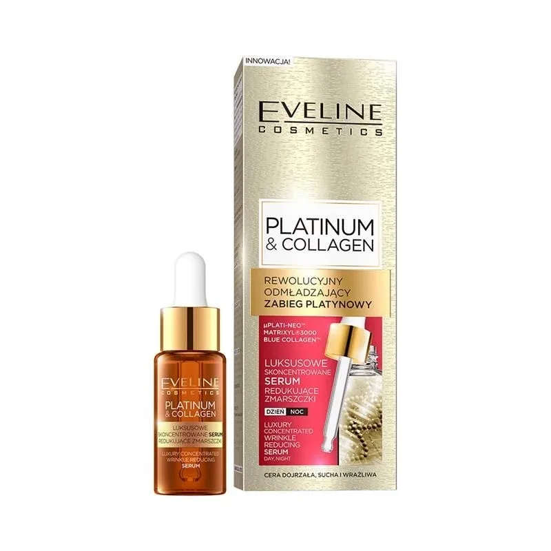 Сыворотка для лица Eveline Cosmetics Platinum & Collagen против морщин, лифтинг