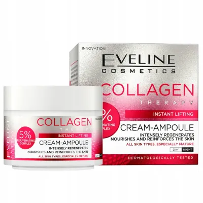 Крем-ампула для лица Eveline Cosmetics Cream-Ampoule Therapy с коллагеном, для зрелой кожи, 50 мл