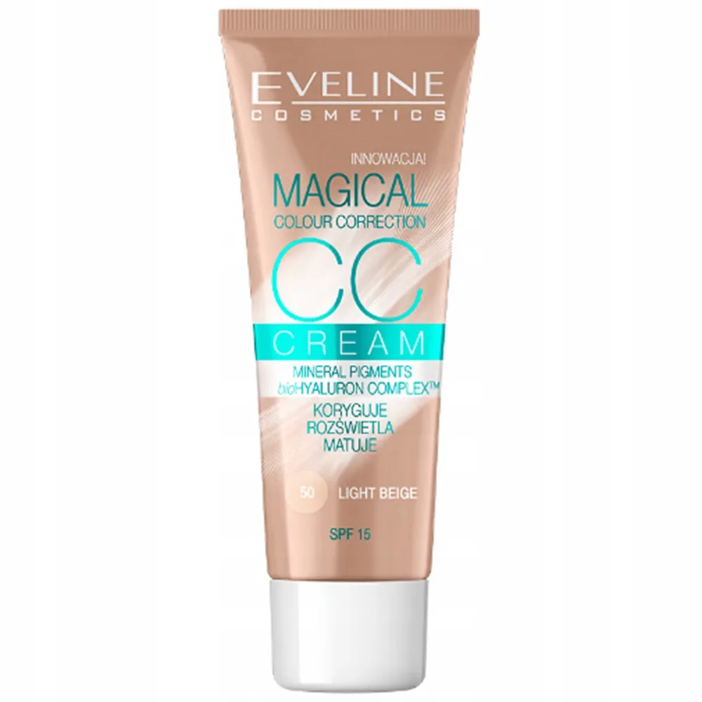 CC-крем Eveline Magical Colour Correction 50 Light Beige, матирующий, SPF 15, 30 мл
