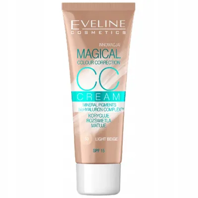 CC-крем Eveline Magical Colour Correction 50 Light Beige, матирующий, SPF 15, 30 мл