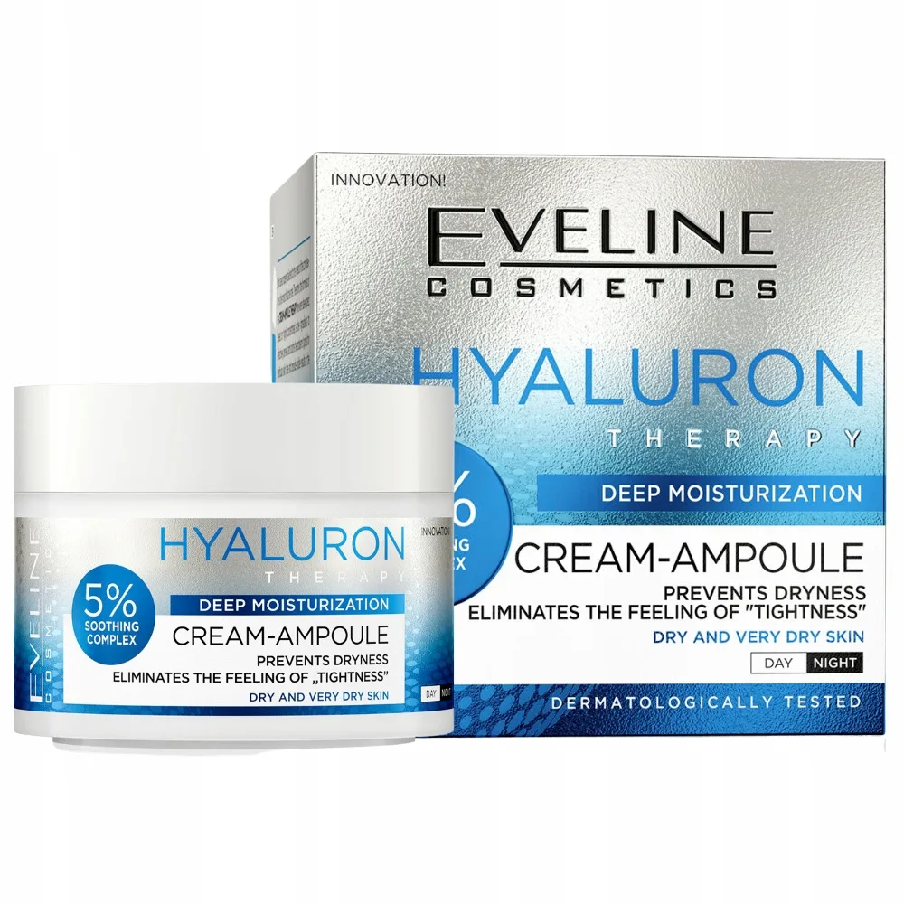 Крем-ампула для лица Eveline Cosmetics Cream-Ampoule Therapy с гиалуроновой кислотой, для сухой кожи, 50 мл
