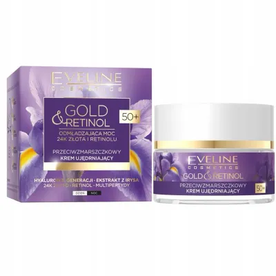 Крем для лица Eveline Cosmetics Gold & Retinol 50+ против морщин, укрепляющий, для зрелой кожи, 50 мл