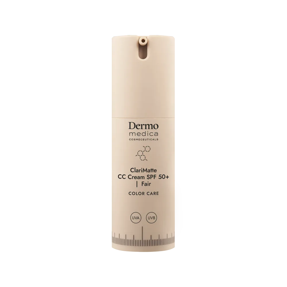 CC-крем Dermomedica ClariMatte CC Cream, матирующий, SPF 50, оттенок ClariMatte CC Cream SPF 50+ | Fair Matujący, koloryzujący krem korygujący z wysoką ochroną UVA/UVB w kolorze Fair