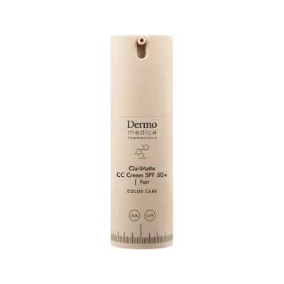 CC-крем Dermomedica ClariMatte CC Cream, матирующий, SPF 50, оттенок ClariMatte CC Cream SPF 50+ | Fair Matujący, koloryzujący krem korygujący z wysoką ochroną UVA/UVB w kolorze Fair