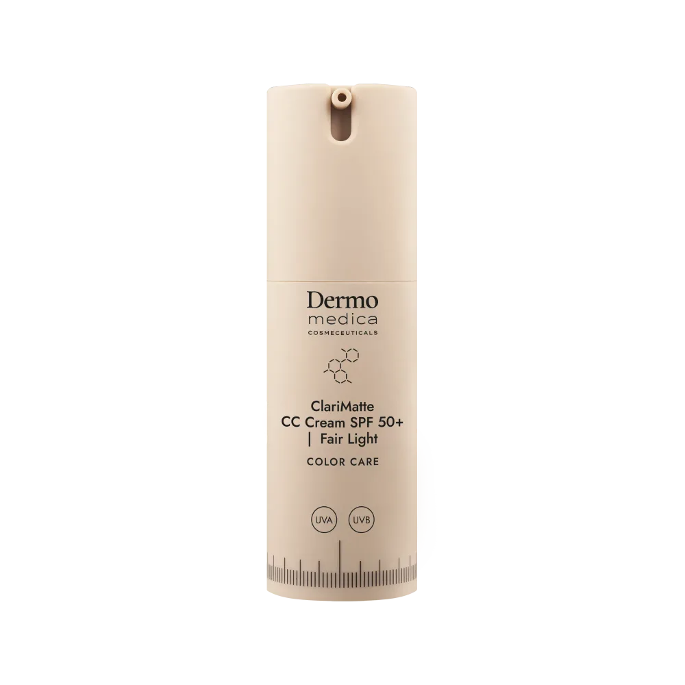 CC-крем Dermomedica ClariMatte CC Cream, матирующий, SPF 50, оттенок ClariMatte CC Cream SPF 50+ | Fair Light Matujący, koloryzujący krem korygujący z wysoką ochroną UVA/UVB w kolorze Fair