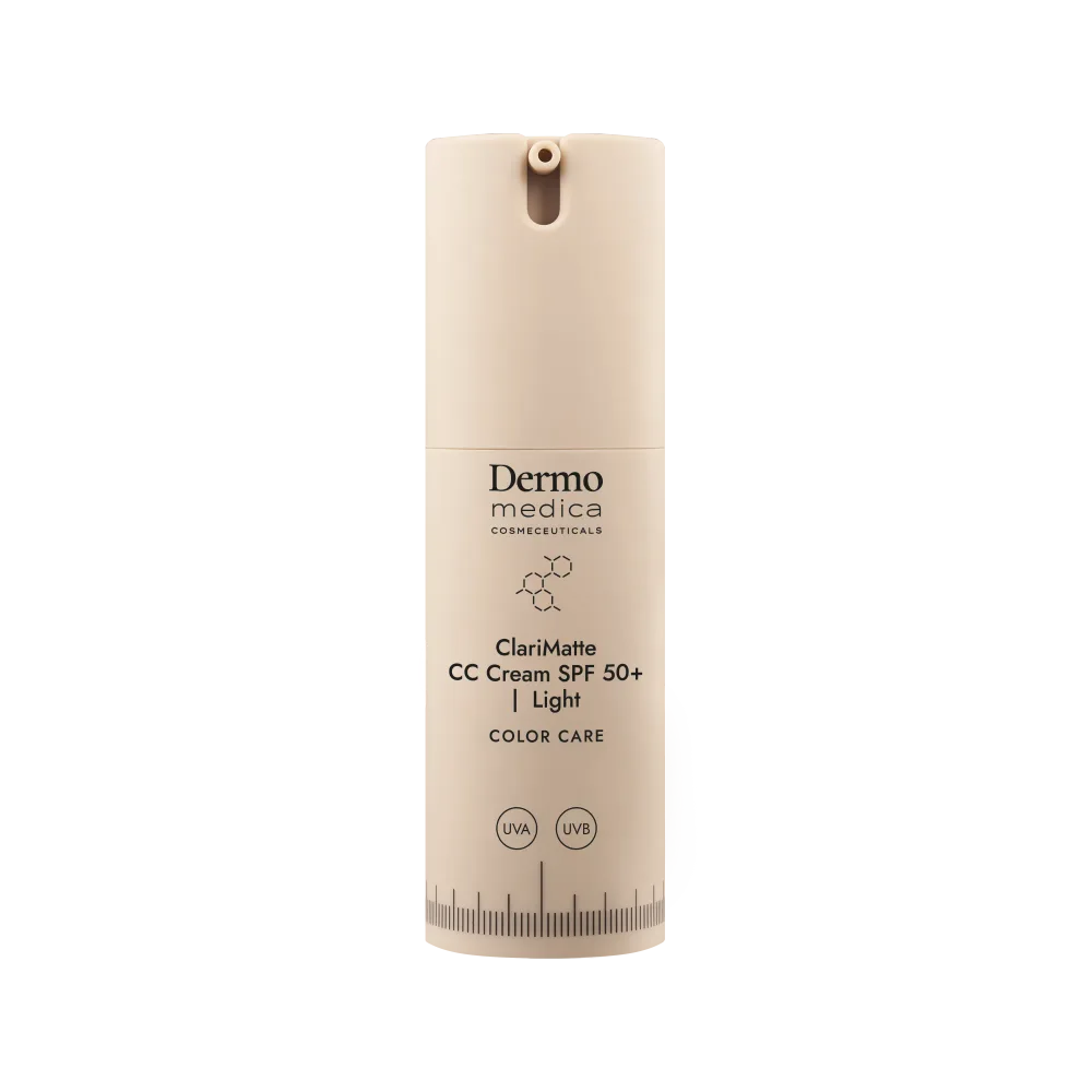 CC-крем Dermomedica ClariMatte CC Cream, матирующий, SPF 50, оттенок ClariMatte CC Cream SPF 50+ | Light Matujący, koloryzujący krem korygujący z wysoką ochroną UVA/UVB w kolorze Light