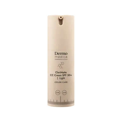 CC-крем Dermomedica ClariMatte CC Cream, матирующий, SPF 50, оттенок ClariMatte CC Cream SPF 50+ | Light Matujący, koloryzujący krem korygujący z wysoką ochroną UVA/UVB w kolorze Light