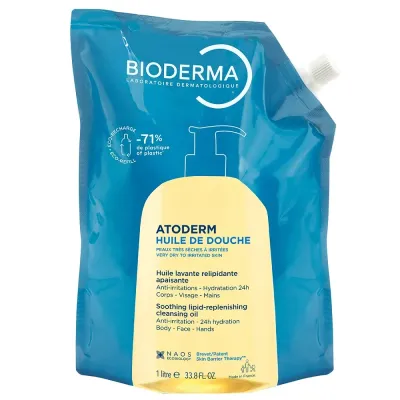 Масло для душа и ванны Bioderma Atoderm Huile de Douche, сменный блок, для сухой и атопичной кожи, 1000 мл