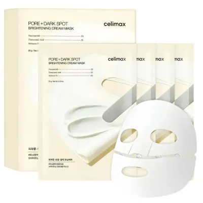 Тканевая маска для лица Celimax Pore+Dark Spot Brightening Cream Mask осветляющая, с ниацинамидом, 4 шт