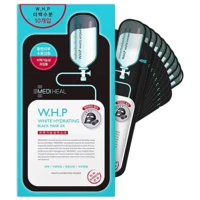 Тканевые маски для лица Mediheal W.H.P White Hydrating Black Mask EX, увлажняющие, осветляющие, 10 шт