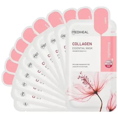 Тканевые маски для лица Mediheal Collagen Essential Mask, лифтинг, с коллагеном, 10 шт