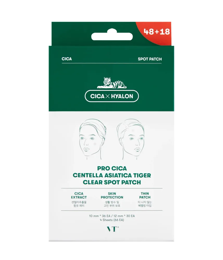 Патчи от прыщей VT Cosmetics Pro Cica Centella Tiger Clear Spot Patch с центеллой, для проблемной кожи, 66 шт.