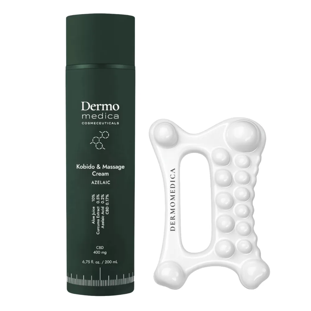 Набор Dermomedica Kobido Body Relax Ritual, массажный крем и массажёр Gua Sha