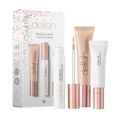 Набор для макияжа Delilah Beauty Icons: база под макияж, база для век и масло для губ