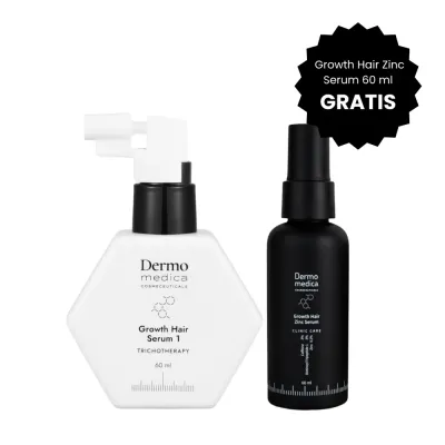 Набор сывороток для кожи головы Dermomedica Growth Hair Serum 1 и Growth Hair Zinc Serum против выпадения, 2 × 60 мл
