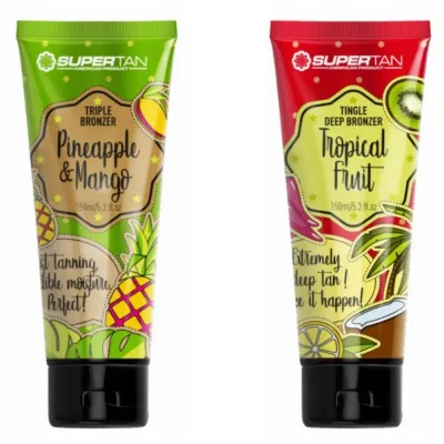 Набор для солярия SuperTan, бронзер Pineapple & Mango 150 мл и Tingle Tropical Fruit 150 мл