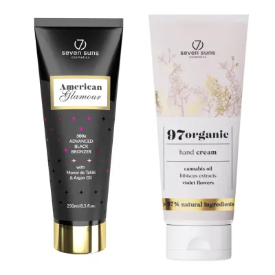 Бронзер для солярия 7suns American Glamour, интенсивный, 250 мл, с кремом для рук 75 мл