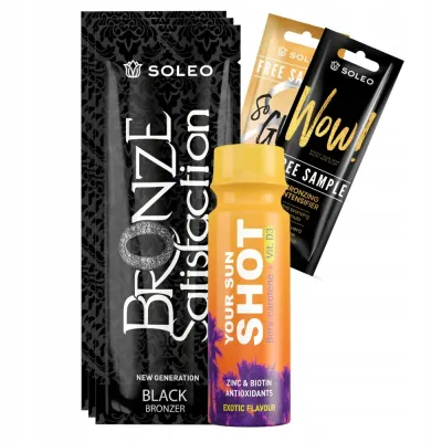 Бронзер для солярия Soleo Black Bronzer, интенсивный, 3 саше по 15 мл, с подарками