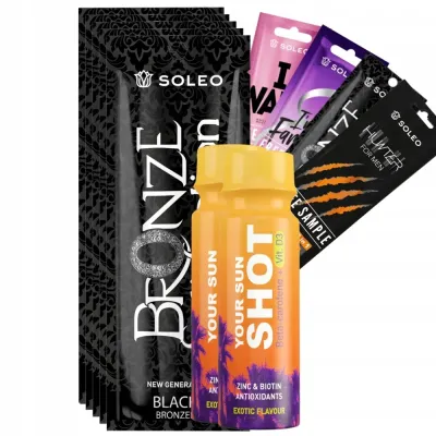Бронзер для солярия Soleo Black Bronzer, интенсивный, 5 саше по 15 мл, с подарками